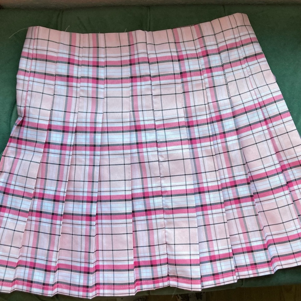 Pink Plaid Skirt